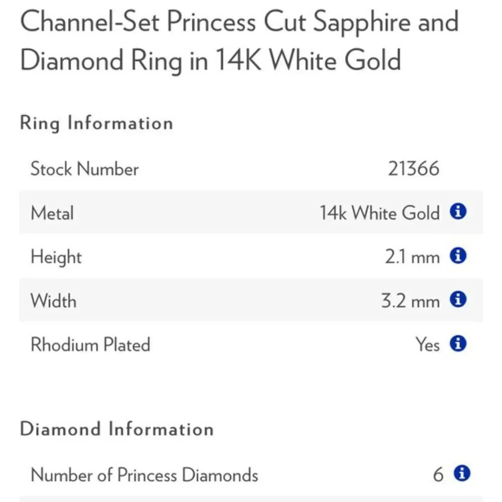 NWB Blue Nile diamond, dark blue sapphire‎ channel set, 14k WG ring!